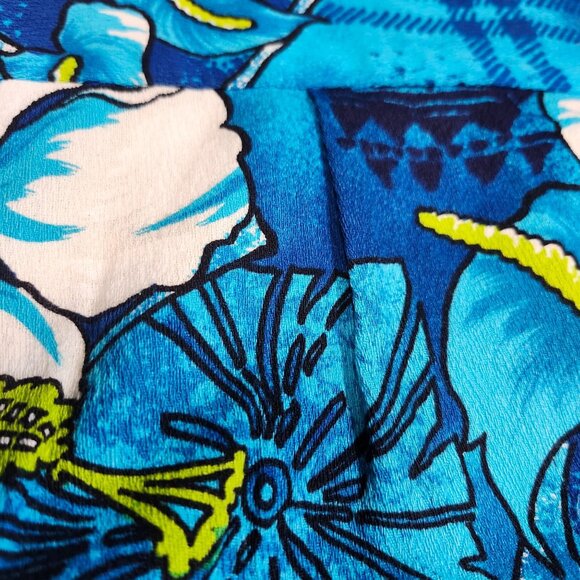 Vintage Blue Hawaiian Floral Shirt Size XL By The Simple Shop Waikiki Hawaii Cot - Picture 8 of 9